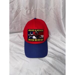 Bud Light Rodeo Hat Red Blue Snapback Baseball Cap Texas Flag Cowboy Graphic